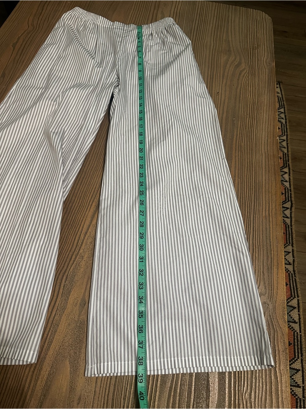 LESET White & Black Pinstripe Wide Leg Pull-On Pants Size S Made in USA - Picture 7 of 12